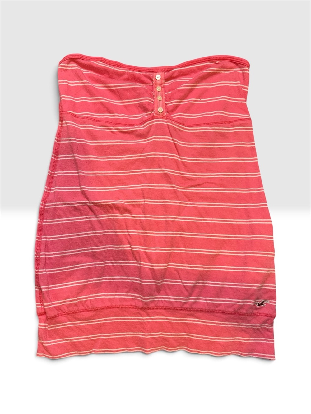 Hollister Tube Top Pink White Striped Strapless 100% Cotton Size S